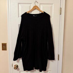 Y-3 Adidas Black Long Sleeve Sweater Dress with Pockets Size L